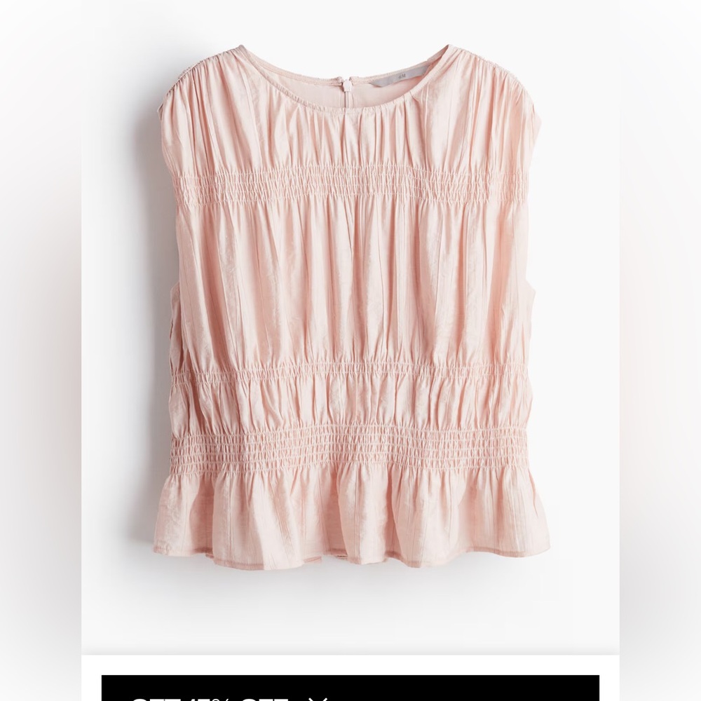 H&M Light Pink Sleeveless Smocked Peplum Blouse